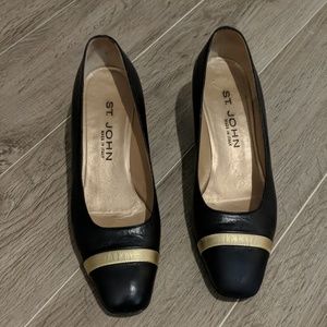 St John Midnight Black an Gold Leather Italy Vinta